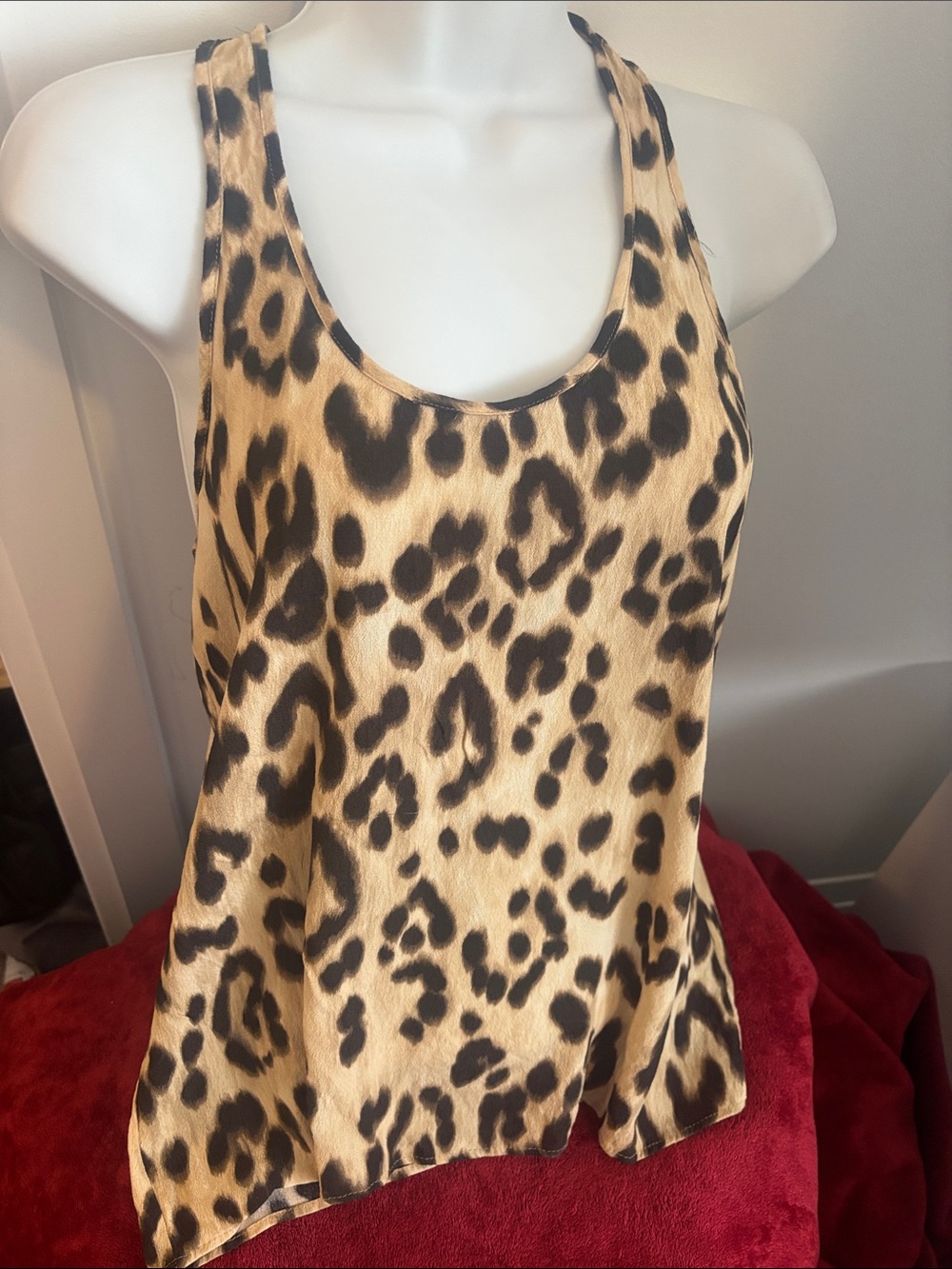 Mango Leopard Print Racerback Camisole - Beige Black